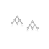 Wave Silver Earring, White Rhodium, Premium Cubic Zirconia  + Give Joy Gift